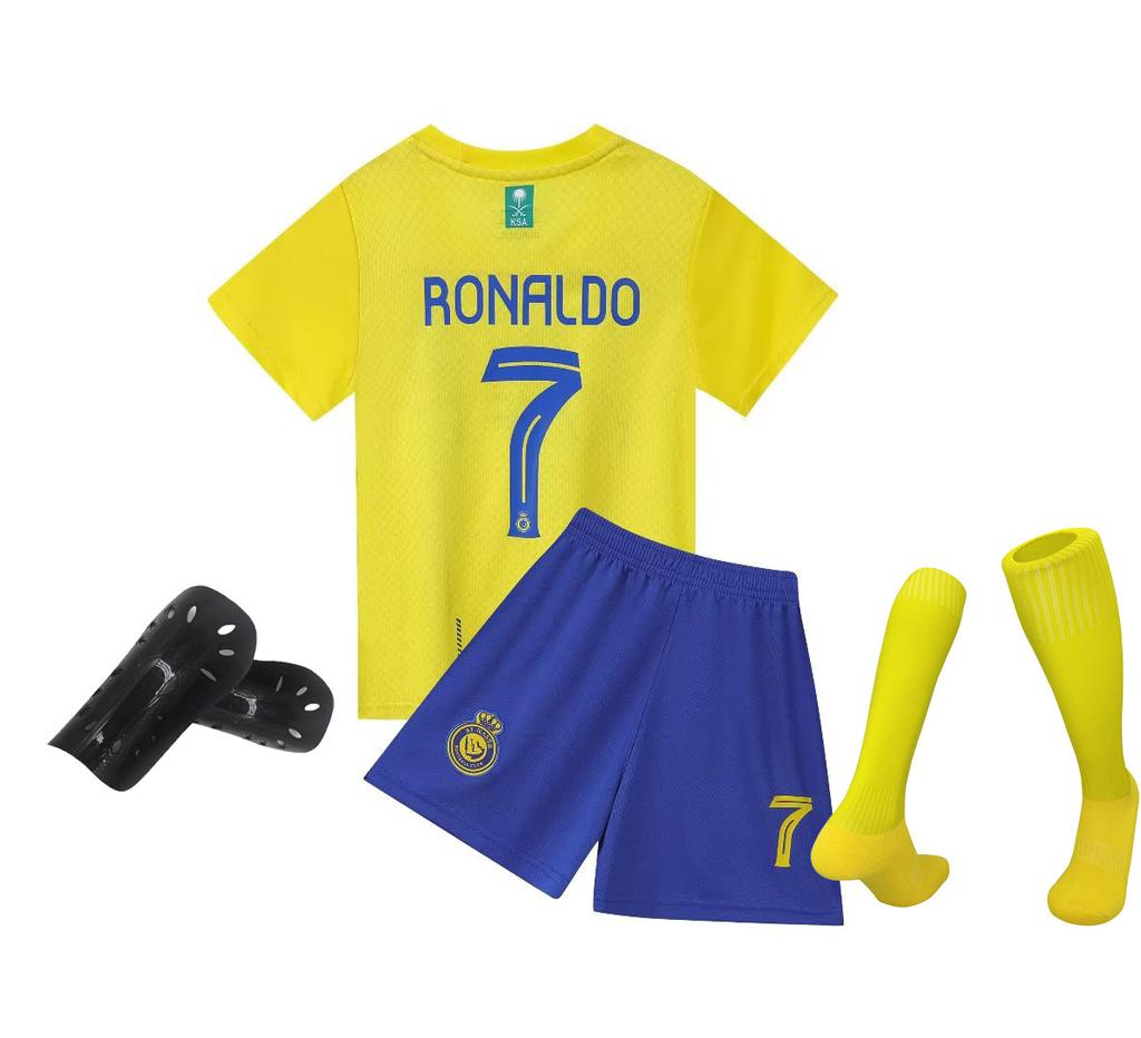 23-24 Riyadh Away Sapphire Blue No. 7 Club Football Jersey Set Children'S Jersey Size 14-30