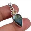 Подвеска из натурального лабрадорита, цитрина, из цельного серебра 925 пробы, 1,50 дюйма, q0E89