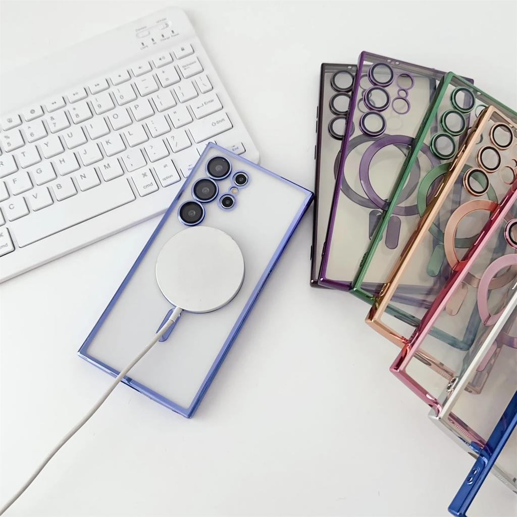 Роскошное покрытие для магнитного беспроводного чехла Magsafe для Samsung Galaxy S25 S24 S23 S22 S21 FE Plus Note 10 20 Ultra