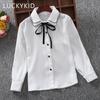 Весенние рубашки для девочек, хлопковая повседневная детская одежда, белые блузки для девочек, рубашки с длинными рукавами для девочек, осенняя детская одежда