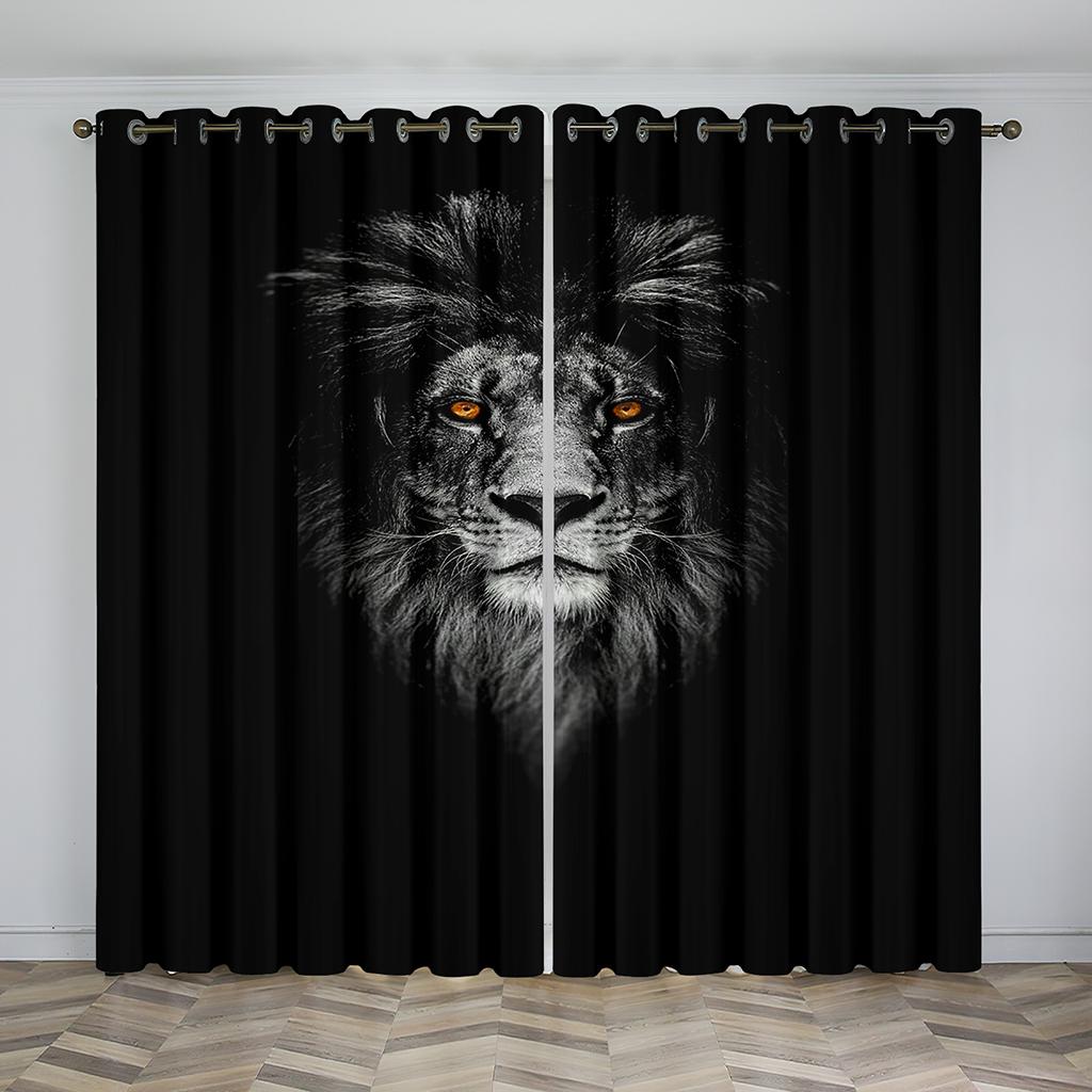 Wild Lion Animal Free Shipping Window Curtains Blinds For Living Room Kid's Bedroom Bathroom Kicthen Office Door Home Decor2Pcs
