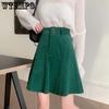 Retro Corduroy Half Skirt Female Large Size High Waist Crotch Covering Short Skirt Fashion Simple Thin A Line Umbrella Skirt