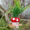 Cute Mushroom Flowerpot Succulent Planter Resin Hanging Vase Creative for Garden Yard Balcony Living Room Decor