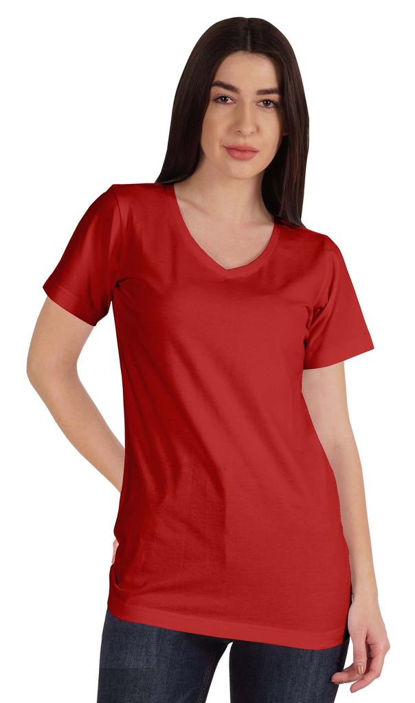 Inkmeso Basic V-neck Jersey T-shirt Short Sleeve Long Length Tee Workout Top For