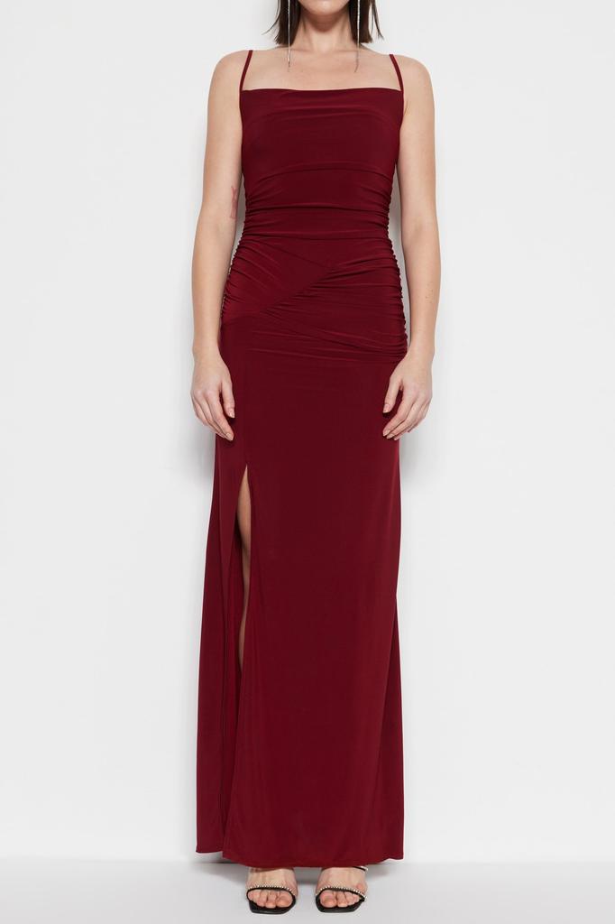 Women's Fashion New Evening Dress & Graduation Dress Black Knitted Long Evening Dress