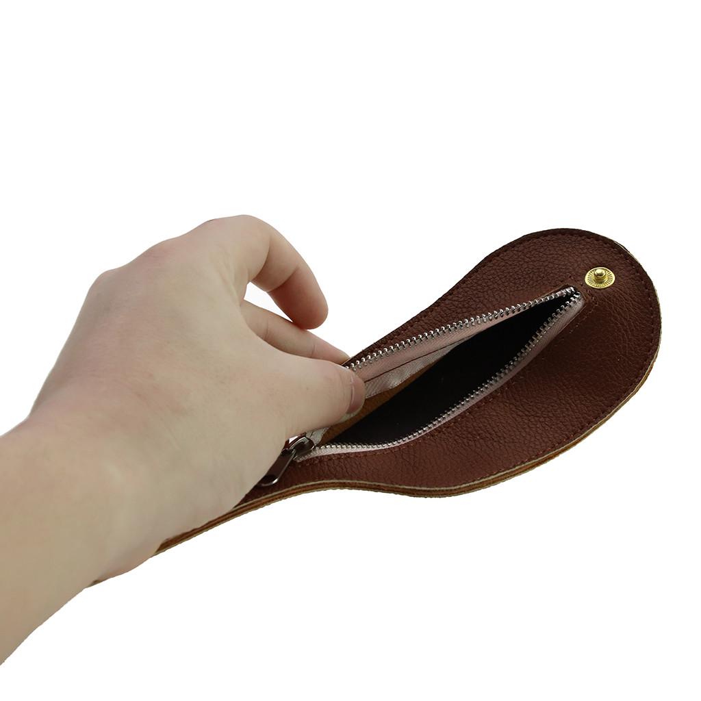 Кошелек для монет Коричневый кожаный кошелек Держатель для монет Кошелек-клатч Складная сумка на молнии для хранения