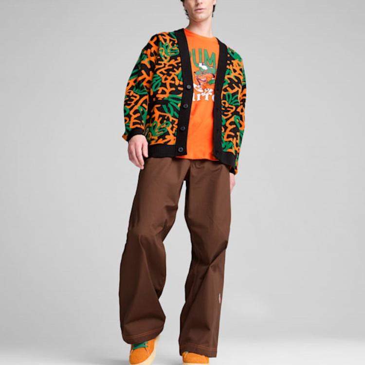 Puma X Carrots Collaboration Ss24 Brand Logo Fashion V-образный вырез с длинным рукавом и пуговицами рубашки унисекс многоцветные 627446-01