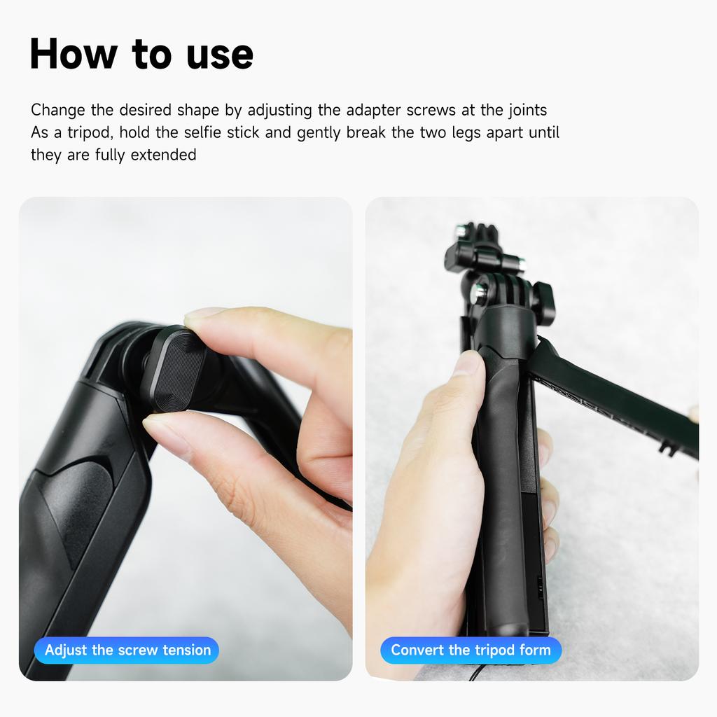 TELESIN TE-TPR-009 Подставка для штатива Складная стойка Вращающаяся на 360 градусов палка для селфи Многофункциональный штатив 3-позиционный