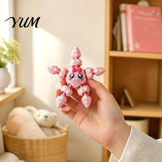Flexible Joint Starfish Figure 3D Printed Articulated Figure, Cartoon Fidget Sea Animal Pendant Toy, Ornament for Desktop Decor, Schoolbag Accessory