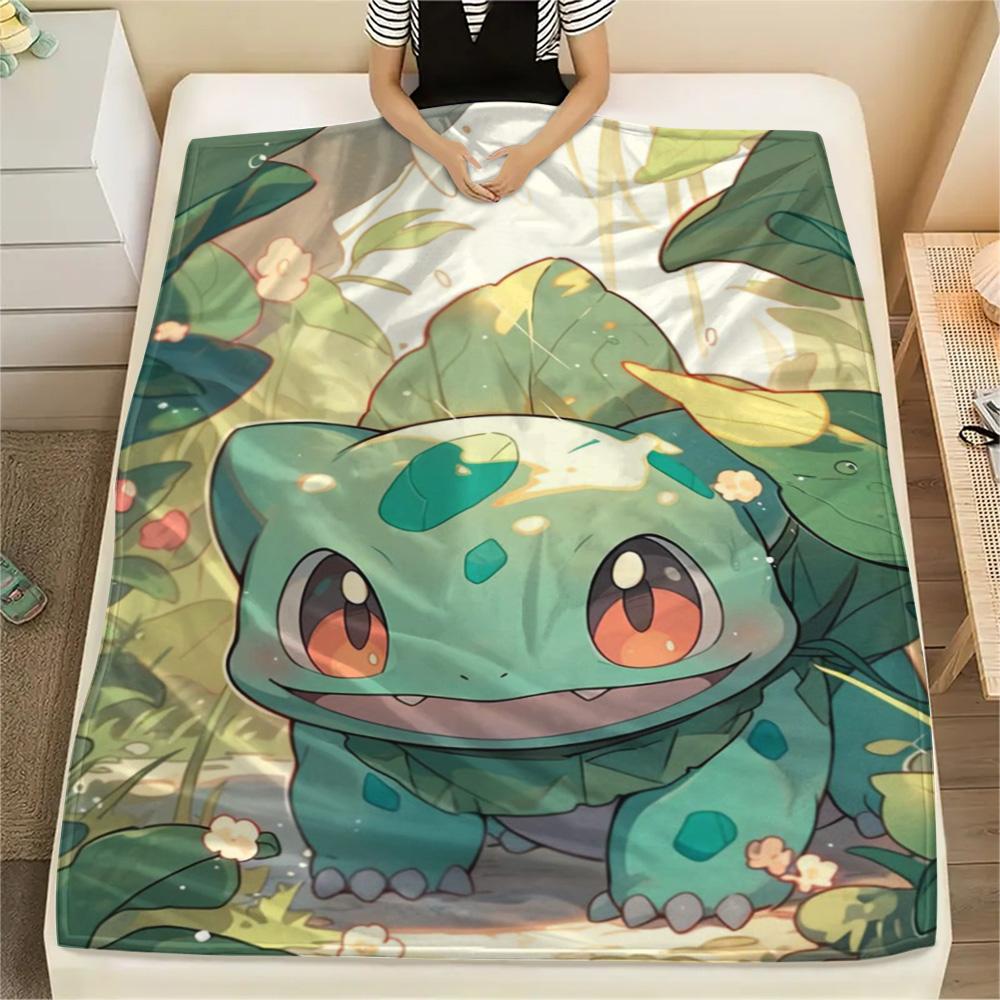 Bulbasaur Warm Flannel Blanket Print Design for Sofa Bed Chair Outdoor Travel.-TING