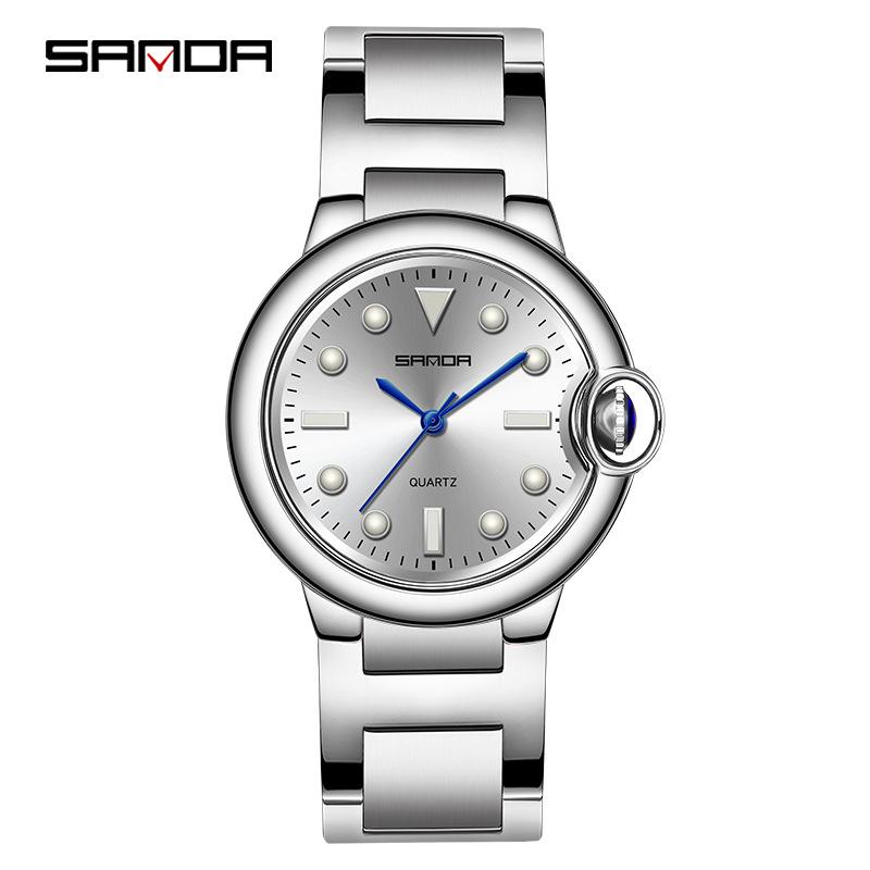 SANDA Couple Trend Cool Men's and Women's Large Dial Waterproof Quartz Watches Fashion Personality Blue Ball Men's Watches