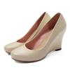 Туфли-лодочки на танкетке на высоком каблуке Женские элегантные весенние повседневные белые телесные на каблуке Свадебные офисные туфли для вечеринки Женские большого размера 43 45