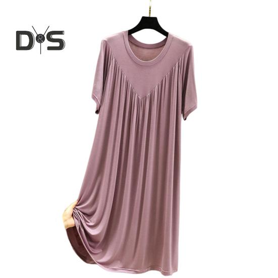 Pullover Lady Night Robe Short Sleeves Stylish Sleepwear Women Night Dress