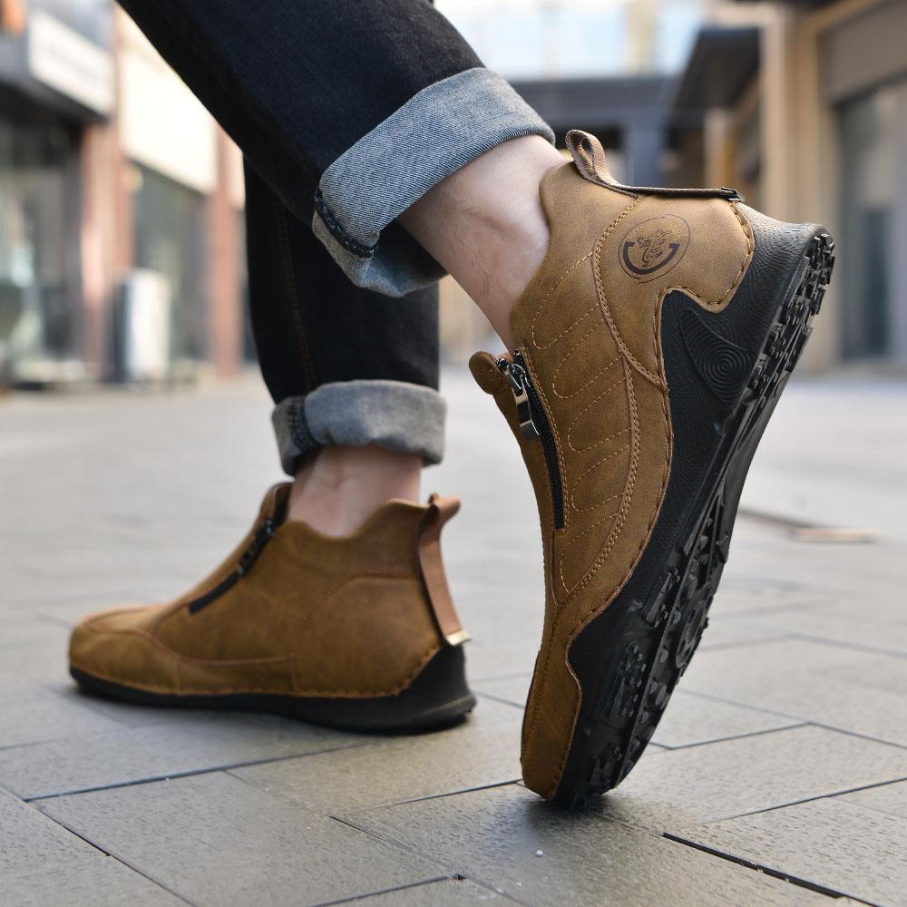 Мода 2025 Новые Трендовые Мужские Универсальные Кроссовки для Активного Отдыха Кожаные Удобные и Дышащие Повседневные Мужские Туфли Нескользящая Обувь для Вождения