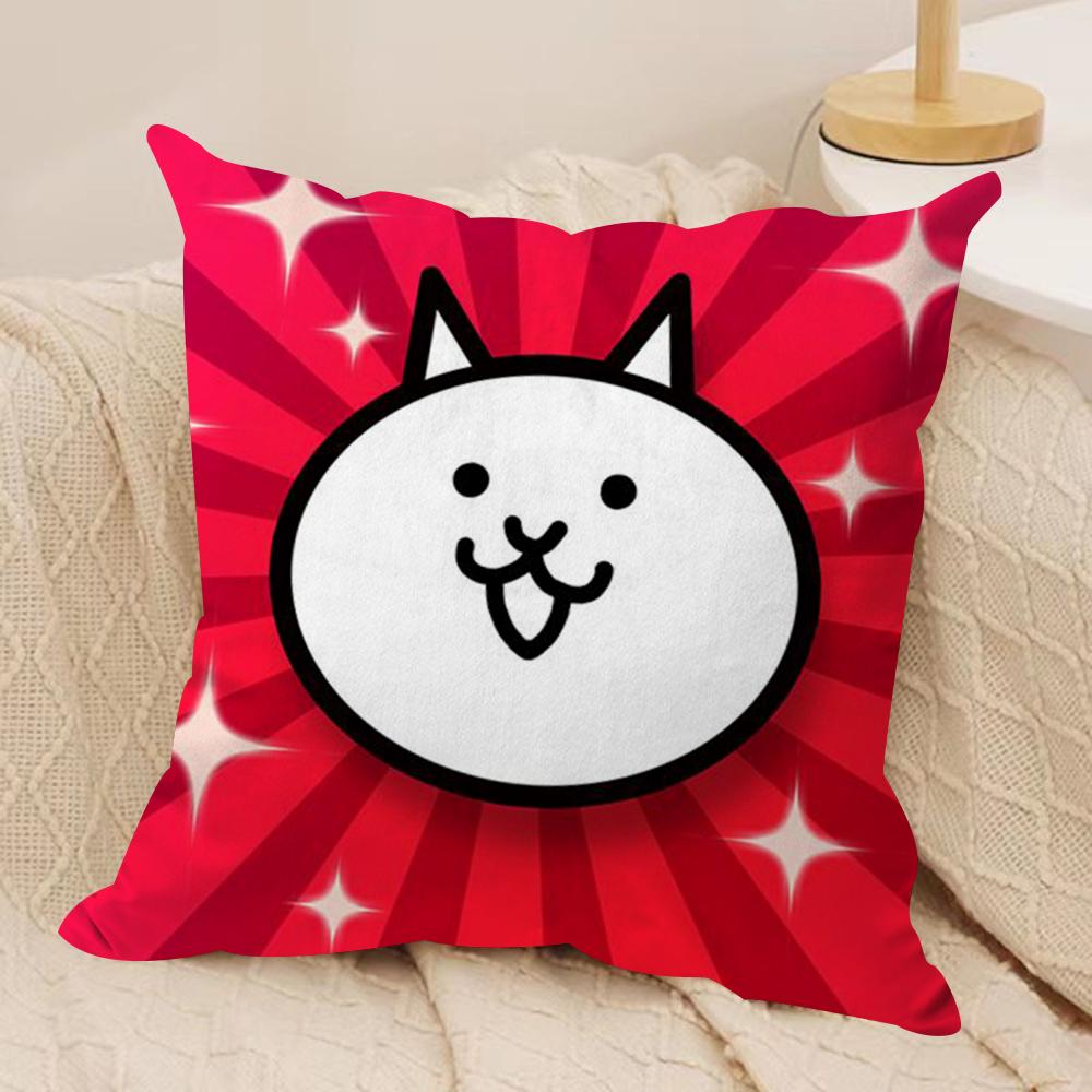 BBattle CCats Anime Cushion Cover Soft Plush Throw Pillow Cover DoubleSided Decorative Cushion Case Sofa Bedroom Home Decor