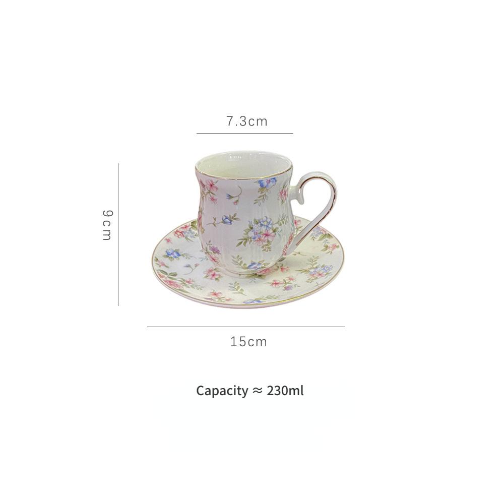 Ретро-британский цветочный кофейный набор с чашкой и тарелкой, европейская кружка для послеобеденного чая, легкая роскошная керамическая чашка из Пномпеня