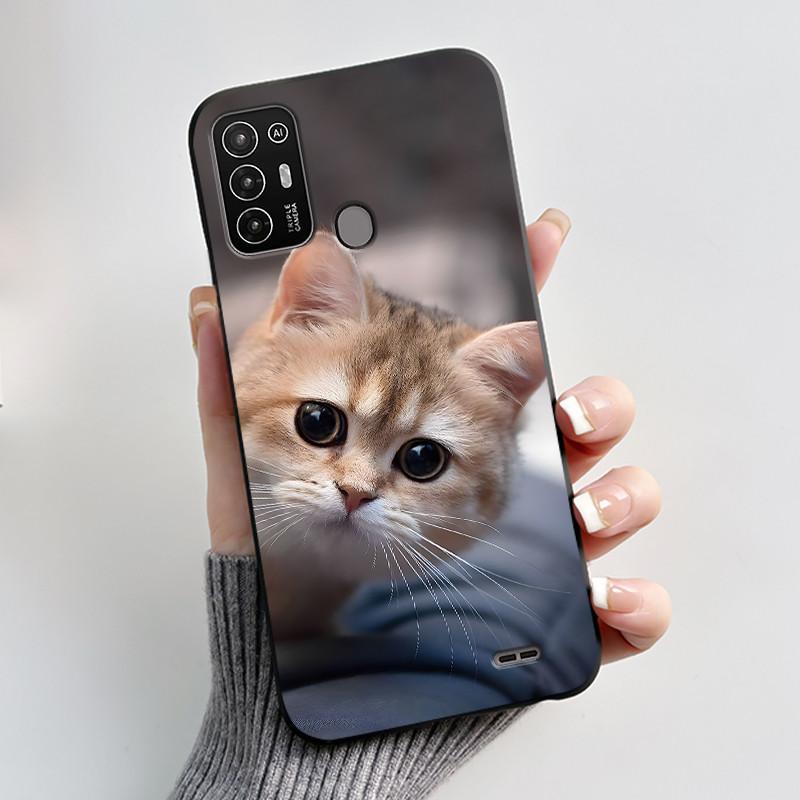 Casing For ZTE Blade A52 / A52 Lite Case Aesthetic Cute Cat Astronaut Phone Case Black Soft Silicone TPU Back Cover Bumper Shell