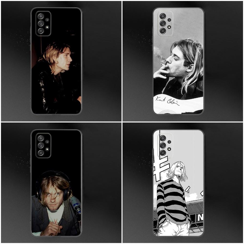 Kurt Cobain Phone Case For Samsung S24,S23,S22,S21,S20,S10,S10E,S9 Plus FE Note 20 Ultra 10,9 Plus Black