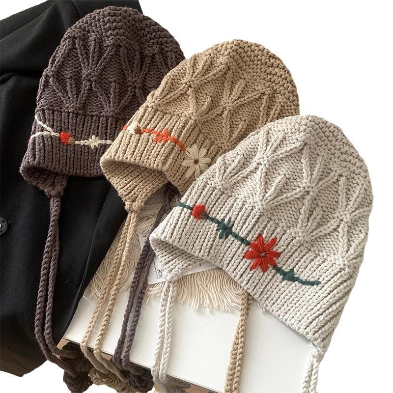 Bohemian Fringed Knitted Headgear Women'S Autumn And Winter Christmas Style Versatile Pullover Hat Showing Face Small Wool Hat Tide