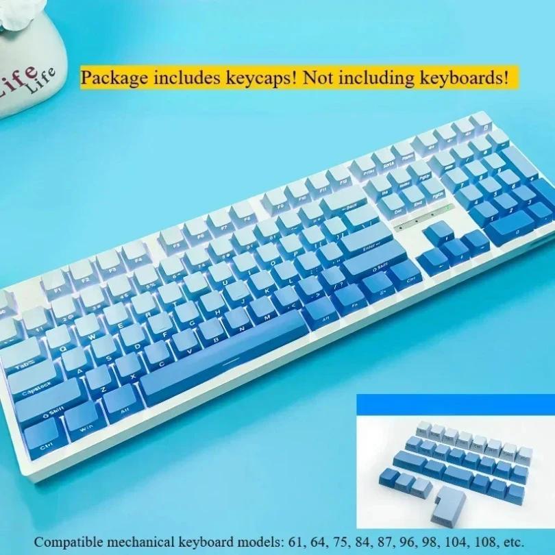 Xiaomi New 133 Keys Gradient Green Shine Through Keycaps Side Printed PBT Keycap Cherry Profile Double Shot for Mechanical Keyboards