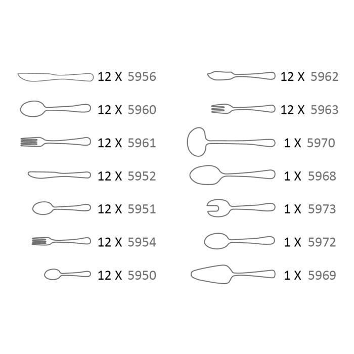 Couverts de Table - ARCOS - Lisboa - 113 pièces - Acier Inoxydable - Compatible Lave-Vaisselle