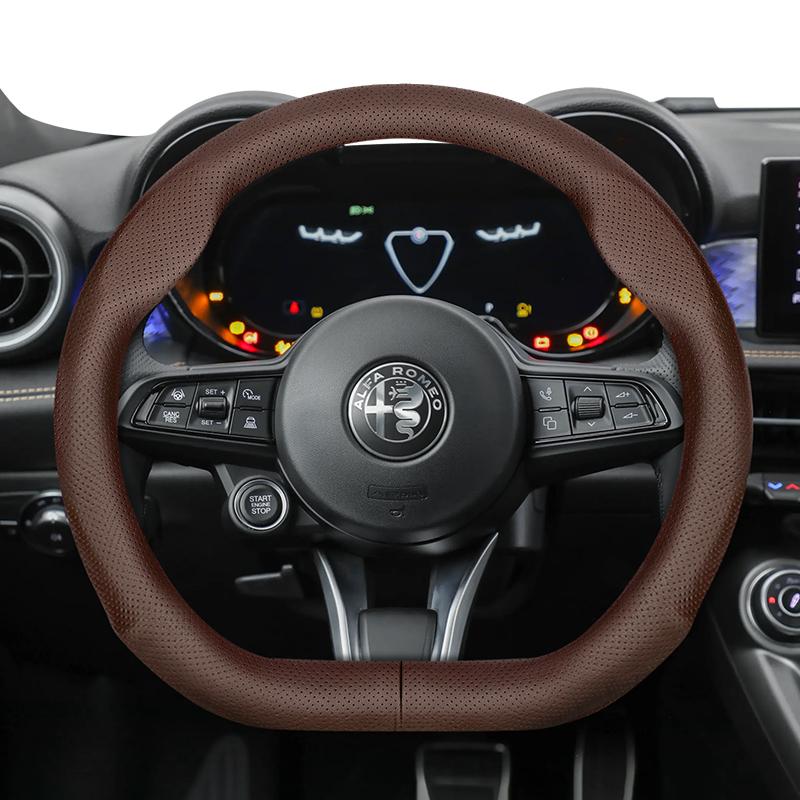 hvcm1 Suitable for Alfa Romeo Ultra-Thin Breathable Leather Steering Wheel Cover Suitable for 159 147 Gt Giulietta Mito Giulia