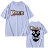 Horror Punk Misfits Skull Rock Double Sided Print T Shirt Unisex Gothic Vintage Oversized Tshirts Male Cotton Short Sleeve Tshirt