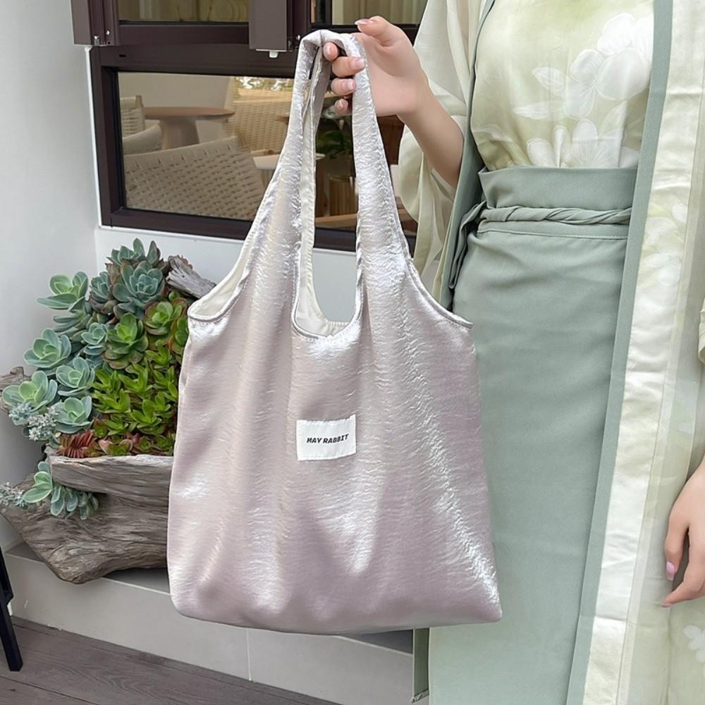 Luxury Simple Shoulder Bag Elegant Underarm Shopping Bag Fashion Design Satin Silk Tote Bag Casual