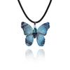 Cute Colorful Butterfly Necklace For Women Girls Natural Real Leaf Cut Butterflies Shape Aesthetic Rope Pendant Necklace Jewelry