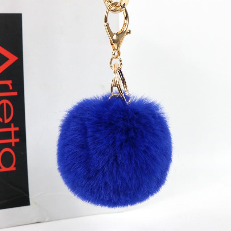 ASLSAW 8CM Faux Leather Artifici Fur PomPom KeyChain Rabbit Hair Bulb Bag Pom Pom Ball Key Chain Pendant Porte Clef for Women