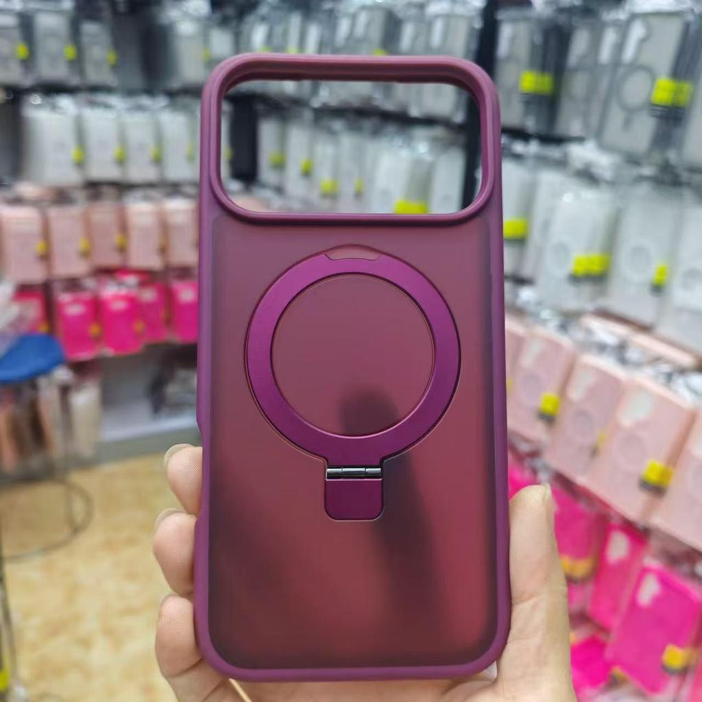 Магнитный чехол-держатель для iPhone 17 Pro Max - Apple 16E Серебристый Щит Матовая Защитная пленка