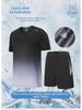 Мужской комплект спортивной одежды Ice Silk Quick-Dry: Футболка с коротким рукавом и шорты для бега для летнего фитнеса и баскетбола.