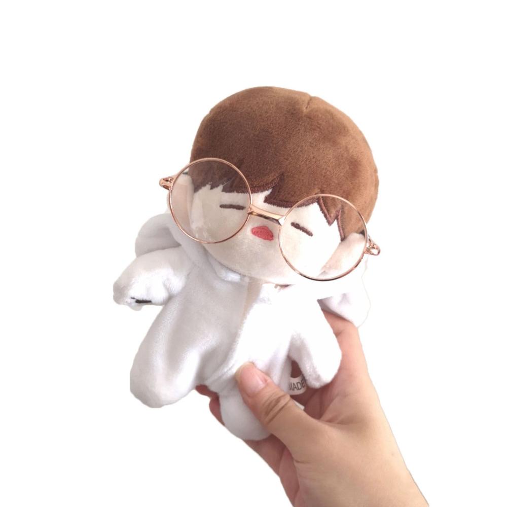 For 12/18 Inch Small Eyeglass Miniature Eyewear Metal Frame Round-Shaped Clear Lens Doll Glasses