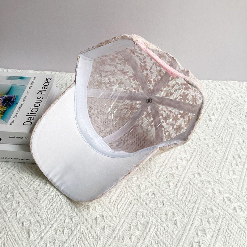 Embroidered Flowers Baseball Cap Mesh Breathable Lace Design Duck Tongue Hat Sun Protection Sunshade Hat For Women Girls