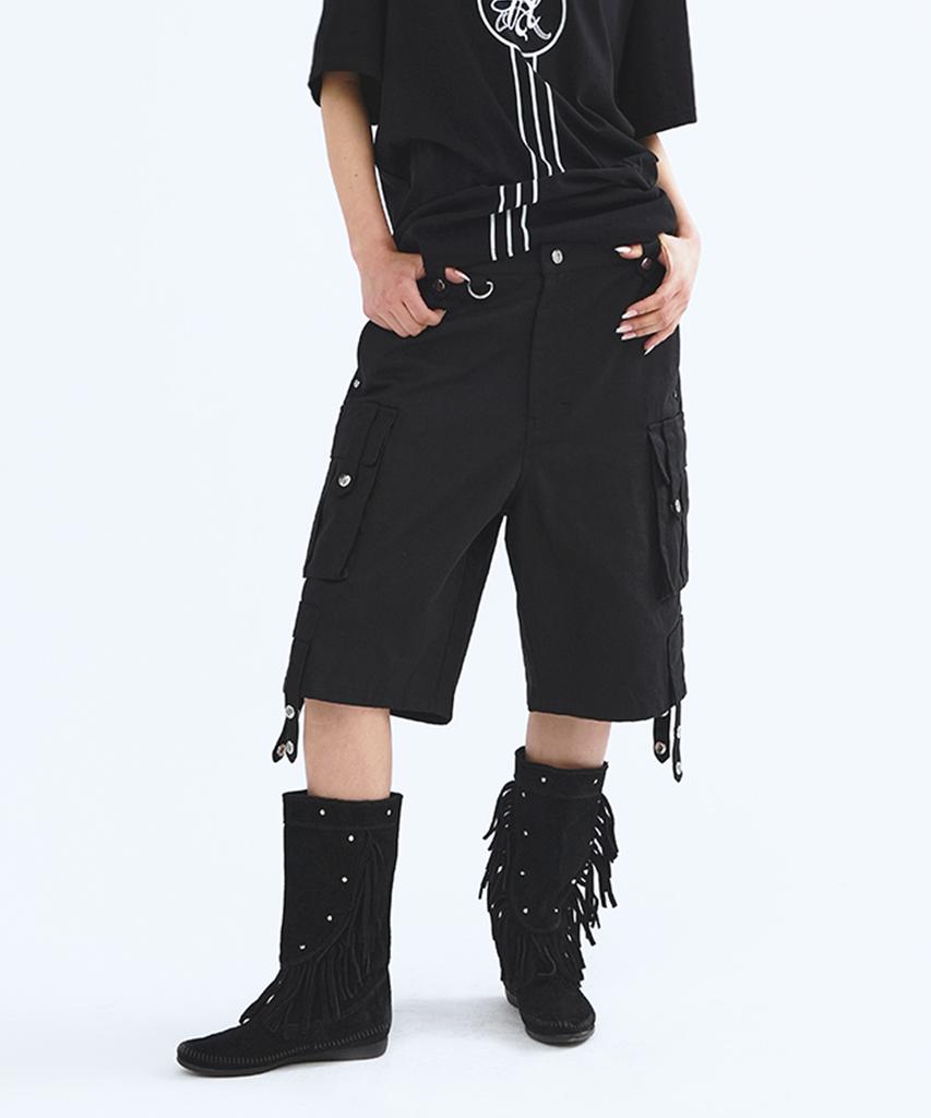 NYXX Button Cargo Half Pants Black