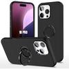 Silicone Case - for iPhone 16 Pro - Black - Ring Stand - Shockproof Protection - Flexible