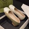 2024 Новый стиль удобные женские туфли на каблуке с квадратным носком и толстым каблуком и слипонами в тон Zapatos Mujer