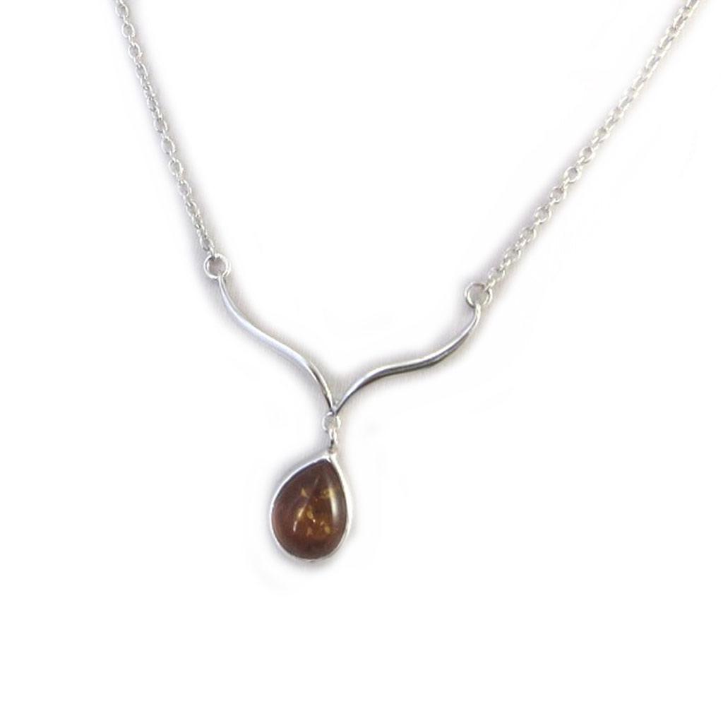 Les Trésors De Lily [N2819] - Silver Necklace 'Inspiration' Amber (rhodium-plated) - 13x11 Mm