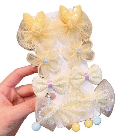 8 шт. Заколки для волос Сетчатая пряжа Бант Цветок Декор Заколки для волос Мультяшные