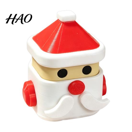 Holiday Stocking Stuffers 3D Printed Santa Claus Fidget Clicker Toy, Cute Block Finger Press Christmas Toys Sensory Mini Desktop Ornament, Stress