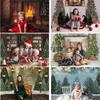 Christmas Photography Backdrop Fireplace Winter Snowfield Snow Forest Photo Background Kitchen Adult Children Portrait