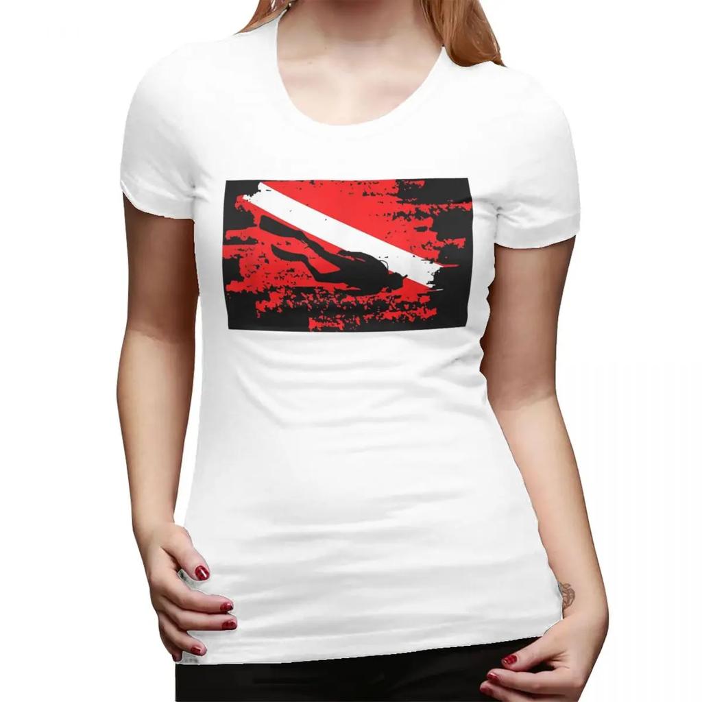 Scuba Diving Diver Down Flag Marine Diver Dive TShirt for Women Streetwear T Shirts Womens Short Sleeve Summer Clothes Tops