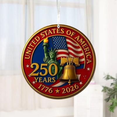 Yousheng 1/2 шт. Акриловое подвесное украшение к 250-летию Соединенных Штатов, Круглый декор для дома, сада, стола с флагом США
