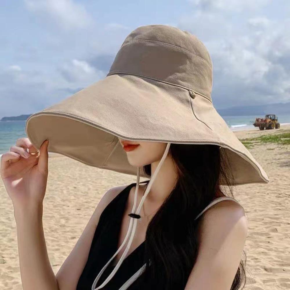 UV Protection Sunscreen Sun Hat Solid Color Hiking Bucket Hat Fashion Women Fisherman Hat Ladies