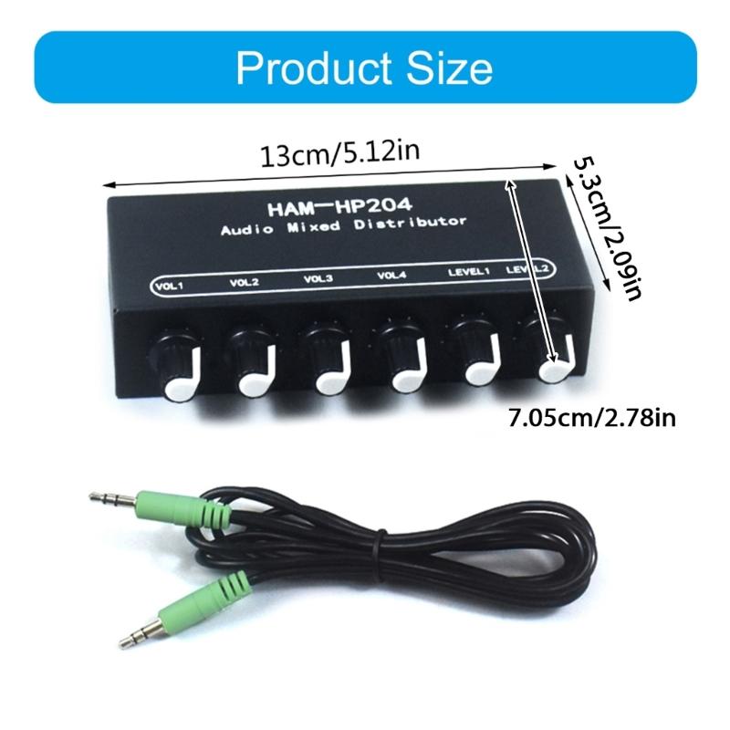 HP204 Stereo Headphones Amplifier Mixer 2 Channel Input 4 Output for Live Stage Auditory Mixing For Stage and Studio