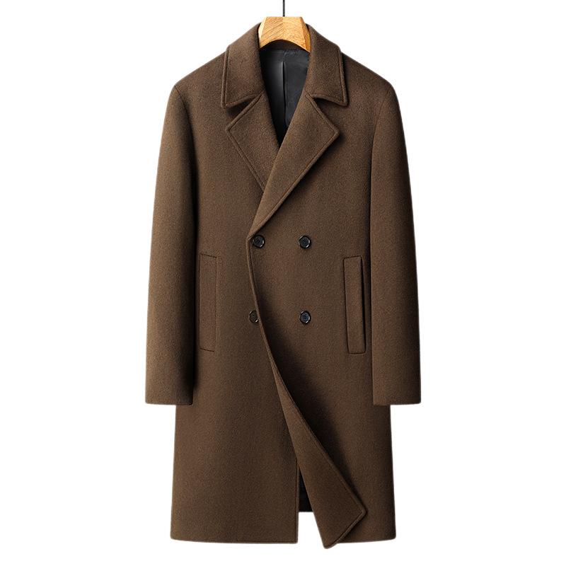 Autumn and Winter New Men's Woolen Coat Medium and Long Double-breasted Thickened Down Take-off Liner Coat Coat