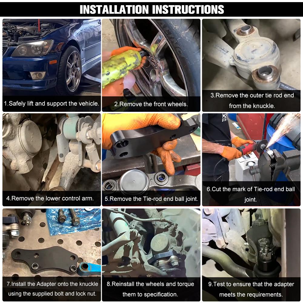 Billet Aluminum T-6061 Steering Lock Adapter Increasing Turn Angle About +25% Tuning Kit For Toyota JZX100 Lexus IS200 IS300