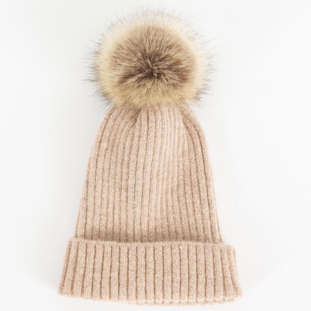 Модная осенне-зимняя шапка для женщин, вязаные шапки с меховыми помпонами, женские уличные ветрозащитные вязаные шапочки, толстые шапки для живой изгороди
