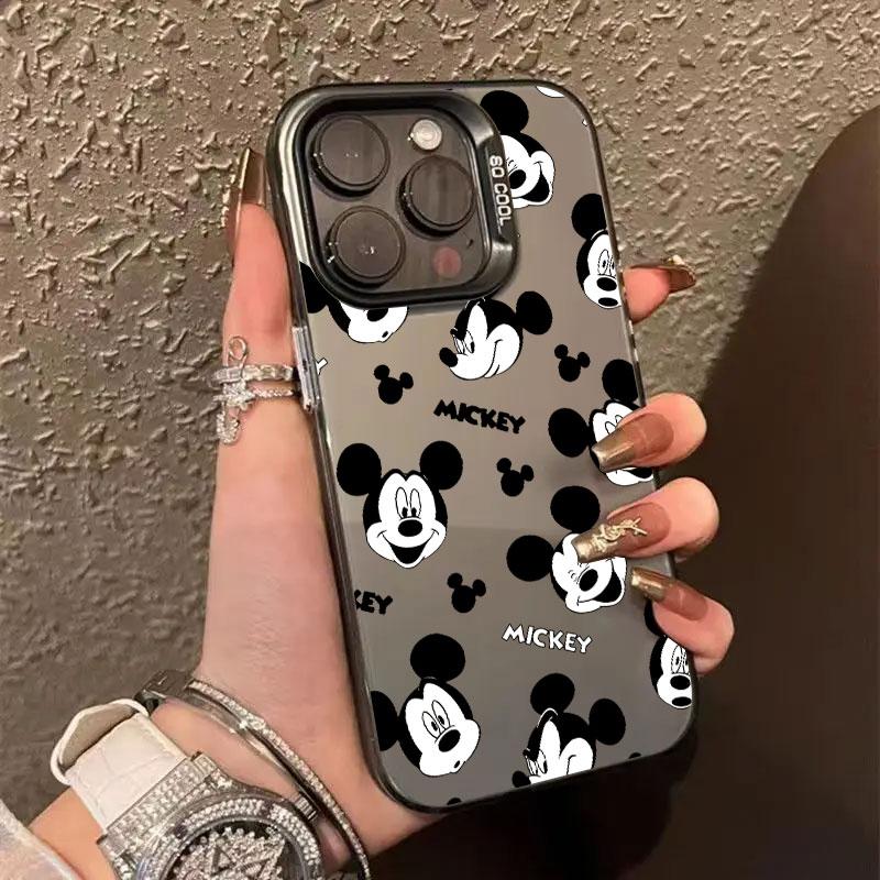 Черно-белый чехол для телефона с мультяшным Микки Маусом для iPhone 11 12 13 14 15 16 17 Pro Max 16e 17E 17 Air Plus 13 Mini Funda Задняя крышка