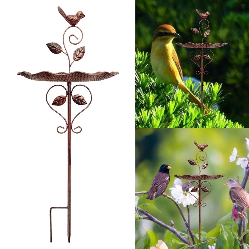 Antique Metal Garden Planter And Bird Feeder Weather Resistant Outdoor Decoration For Patios Balcony Or Yard Landscaping